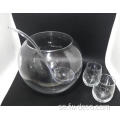 Glass Punch Bowl Set med koppar och slev